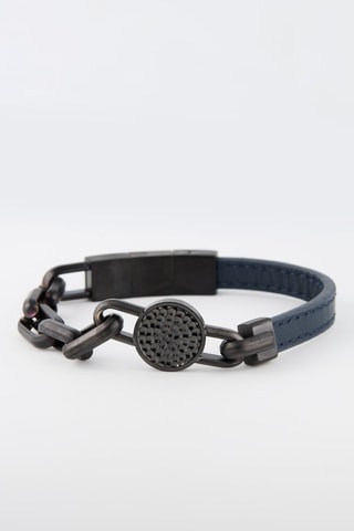 Pulsera - Chapado en ion gris y piel