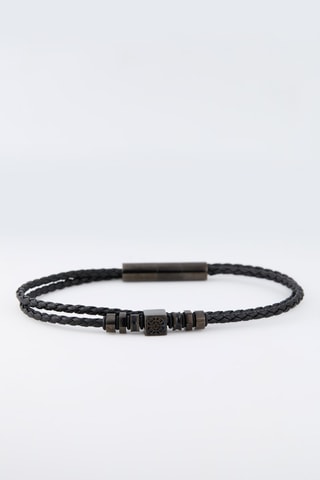 Pulsera - Piel y chapado en ion gris