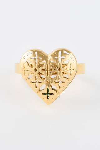 Anillo - Chapado en oro amarillo y malaquitas