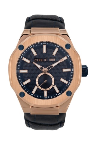 Reloj de cuarzo de piel - Negro y rosa dorado