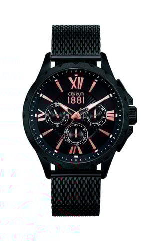 Reloj de cuarzo de acero - Negro y rosa dorado