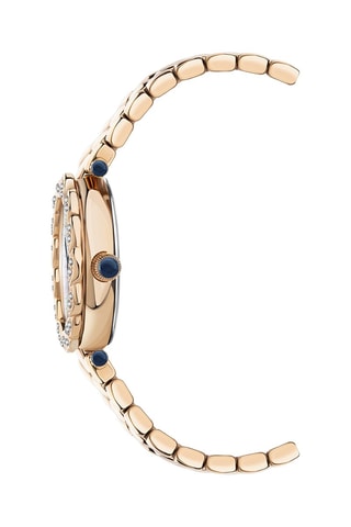 Stalen Quartz Horloge met Swarovski Kristallen en Diamanten Nemi Jewerly- Roségoudkleurig en Wit