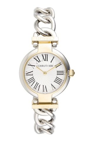 Reloj de cuarzo de acero Elettra - Plateado y dorado