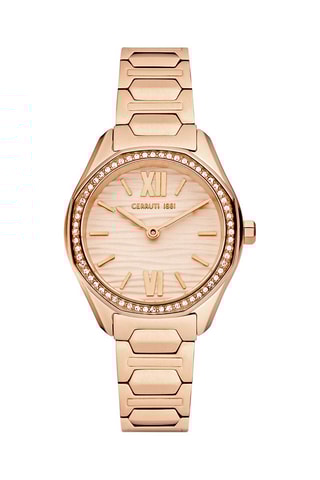 Reloj de cuarzo de acero Bretagna - Rosa dorado