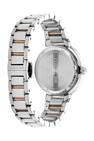 Reloj de cuarzo de acero y nácar Gardena - Contador de fase lunar - Plateado y rosa dorado