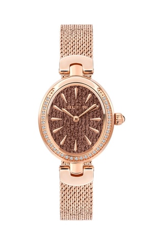 Reloj de cuarzo de acero con cristales Swarovski Nemi - Rosa dorado y marrón