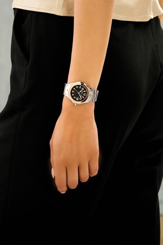 Reloj de cuarzo de acero Ruscello - Plateado y rosa dorado