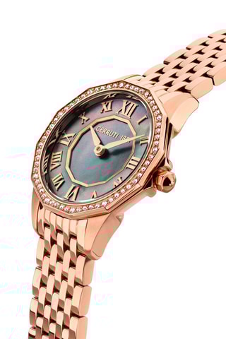 Reloj de cuarzo de acero chapado en oro rosa y diamante Jesina
