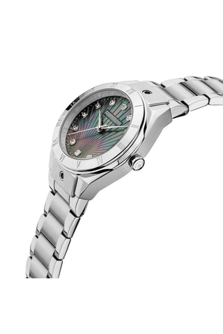 Reloj de cuarzo de acero y nácar con cristales Swarovski Ruscello - Plateado y antracita