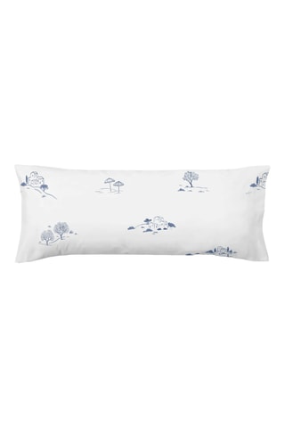 Taie d’oreiller en percale de coton 78 fils/cm² Mareny - Blanc et bleu cobalt