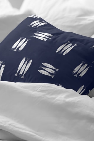 Taie d’oreiller en percale de coton 78 fils/cm² Oropesa Azul - Bleu marine et blanc