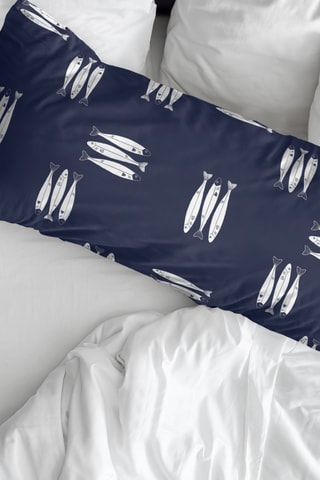 Taie d’oreiller en percale de coton 78 fils/cm² Oropesa Azul - Bleu marine et blanc