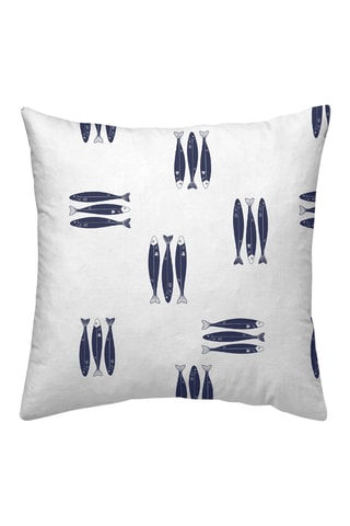 Fronha em percal de algodão 78 fios/cm² Oropesa - Branco e azul-marinho