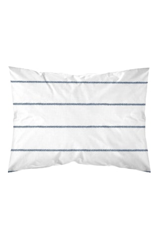 Taie d’oreiller en percale de coton 78 fils/cm² Piles - Blanc et bleu cobalt