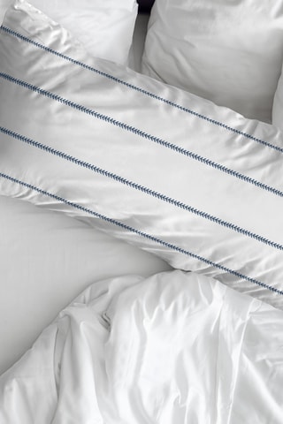 Taie d’oreiller en percale de coton 78 fils/cm² Piles - Blanc et bleu cobalt