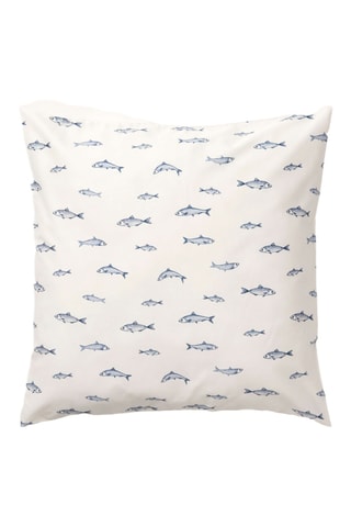 Taie d’oreiller en percale de coton 78 fils/cm² Tamarit - Blanc et bleu marine