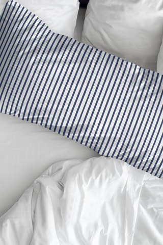 Fronha em percal de algodão 78 fios/cm² Tavernes - Branco e azul-cobalto