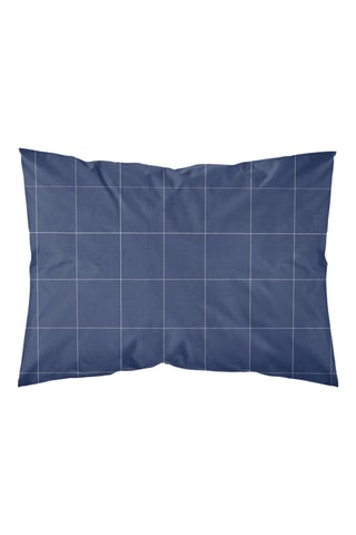 Taie d’oreiller en percale de coton 78 fils/cm² Xeresa - Bleu nuit et écru