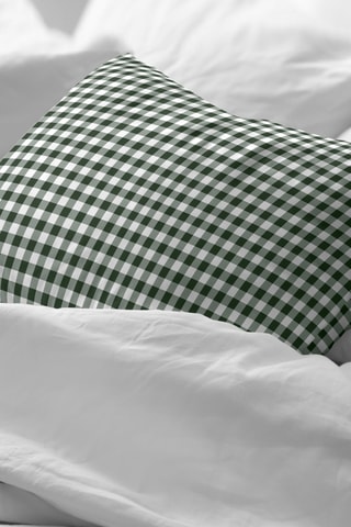 Fronha em percal de algodão 78 fios/cm² Aielo Botella - Verde-azeitona e branco