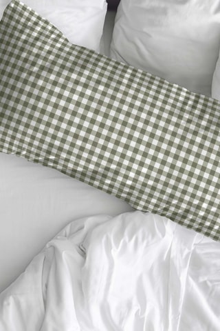 Fronha em percal de algodão 78 fios/cm² Aielo Verde - Verde-azeitona e branco