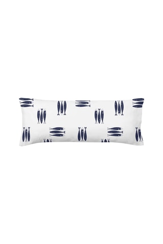 Fronha de travesseiro em percal de algodão 78 fios/cm² Oropesa - Branco e azul-marinho