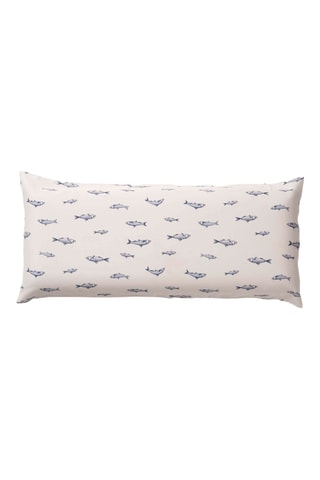 Taie de traversin en percale de coton 78 fils/cm² Tamarit - Blanc et bleu marine