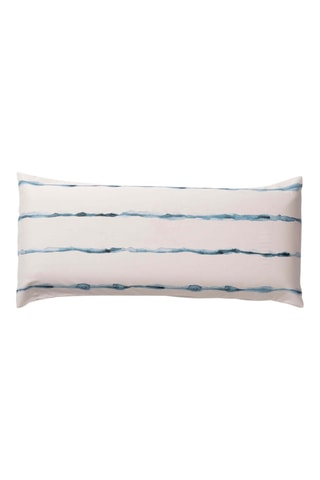 Taie de traversin en percale de coton 78 fils/cm² Vera - Blanc et bleu cobalt