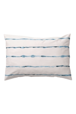 Taie de traversin en percale de coton 78 fils/cm² Vera - Blanc et bleu cobalt