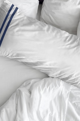 Fronha de travesseiro em percal de algodão 79 fios/cm² Azul - Branco