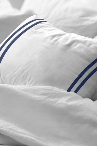 Fronha de travesseiro em percal de algodão 79 fios/cm² Azul - Branco