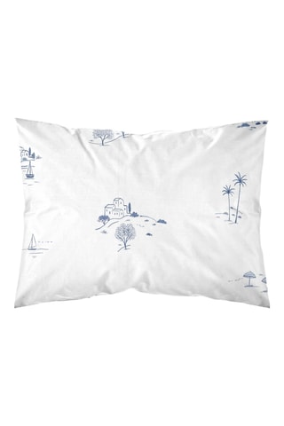 Taie de traversin en percale de coton 79 fils/cm² Ibiza - Bleu cobalt