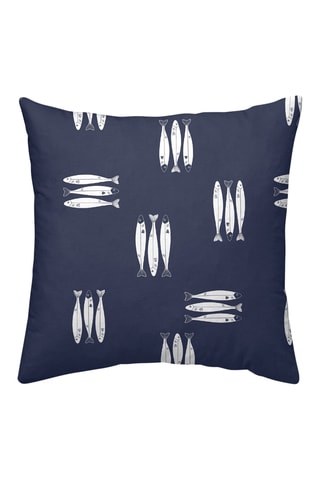 Taie de traversin en percale de coton 78 fils/cm² Oropesa Azul - Bleu marine et blanc