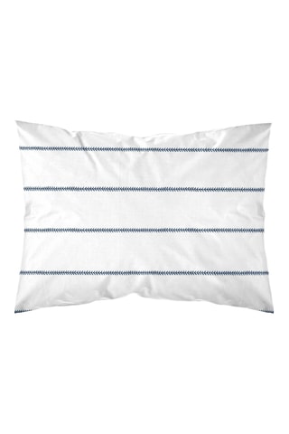 Taie de traversin en percale de coton 78 fils/cm² Piles - Blanc et bleu cobalt