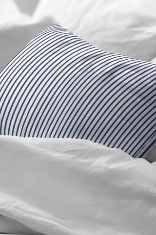 Fronha de travesseiro em percal de algodão 78 fios/cm² Tavernes - Branco e azul-cobalto