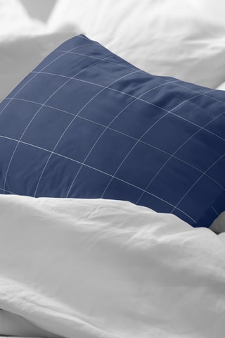 Taie de traversin en percale de coton 78 fils/cm² Xeresa - Bleu nuit et écru