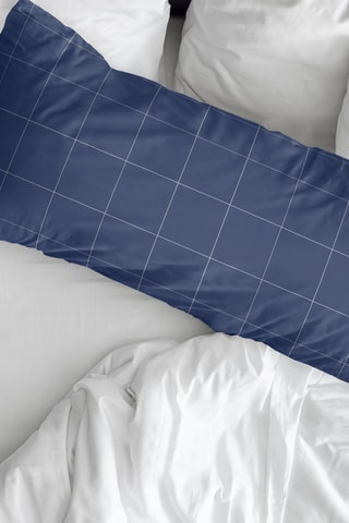 Taie de traversin en percale de coton 78 fils/cm² Xeresa - Bleu nuit et écru