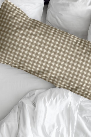 Fronha de travesseiro em percal de algodão 78 fios/cm² Aielo Marron - Castanho-claro e branco