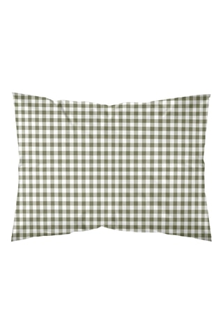 Fronha de travesseiro em percal de algodão 78 fios/cm² Aielo Verde - Verde-azeitona e branco