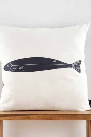 Capa de almofada reversível Oropesa A - Branco e azul-noite