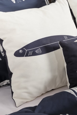 Capa de almofada reversível Oropesa A - Branco e azul-noite