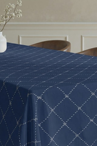 Toalha de mesa em resina anti-nódoas retangular - Azul-marinho