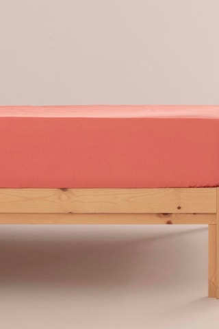 Lençol-capa em percal de algodão 200 fios/cm² Lisa - Coral