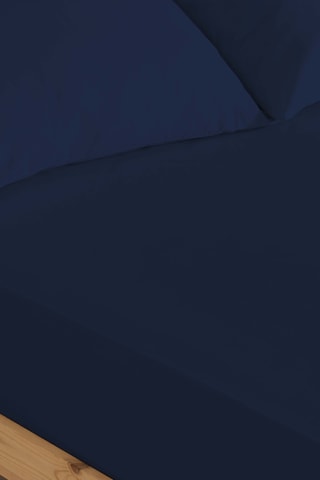 Lençol-capa em percal de algodão 200 fios/cm² Lisa - Azul-marinho