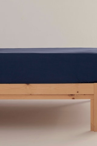 Lençol-capa em percal de algodão 200 fios/cm² Lisa - Azul-marinho