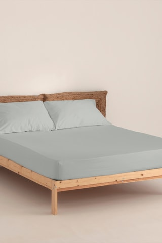 Lençol-capa em percal de algodão 200 fios/cm²- Lisa - cinzento