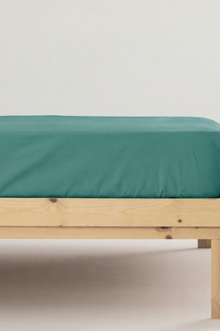 Lençol-capa em algodão 200 fios/cm² Lisa - Turquesa