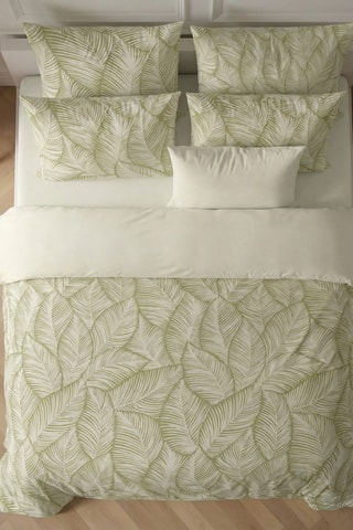 Capa de edredão reversível em percal de algodão 79 fios/cm² Nijar - verde-escuro