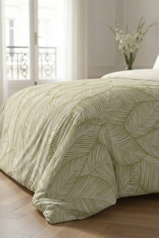 Capa de edredão reversível em percal de algodão 79 fios/cm² Nijar - verde-escuro