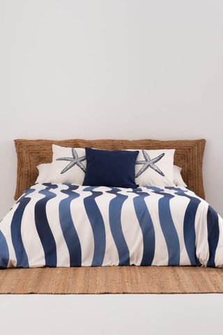 Housse de couette en percale de coton 79 fils/cm² Albir - Bleu marine