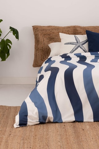 Housse de couette en percale de coton 79 fils/cm² Albir - Bleu marine